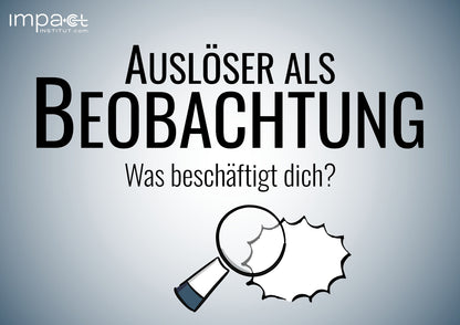 Bodenanker-Karte Auslöser als Beobachtung mit Lupen-Symbol: Was beschäftigt dich?