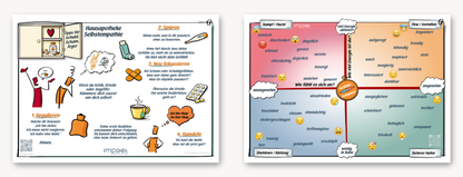 Handkarte Selbstempathie + Gefühlskompass, Vorder- und Rückseite